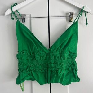 Green Triangle Tie Top with Open Back